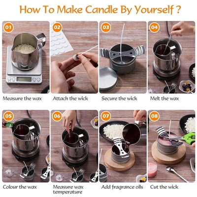 1 Set Candle Making Kit Pouring Pot Wicks Sticker DIY Candle Fixator Craft Tools Diy Handmade Wax Candles with for Wedding Party KENNRICK