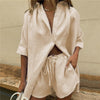 Cotton and Linen suit Women Solid Clothes Set KENNRICK
