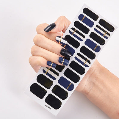 22tips Fashionable Blue Diamonds Nail Art Stickers Collection Manicure DIY Nail Polish Strips Wraps for Party Decor KENNRICK
