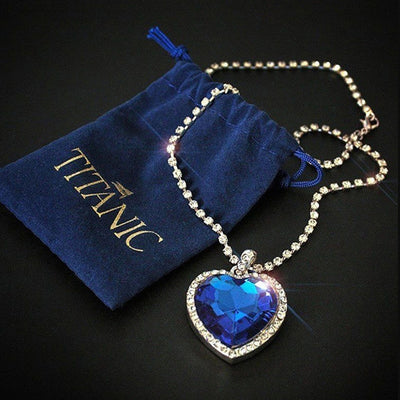 4Pcs/set Titanic Heart of Ocean Necklaces for Women Love Heart Blue Crystal Zircon Jewelry Sets Female Wedding Party Jewelry KENNRICK