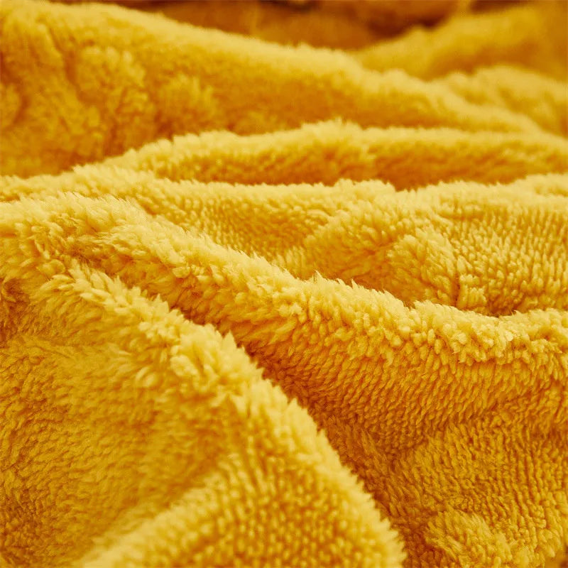 Bonenjoy Winter Warm Bed Sheet Yellow Color Taff Velvet Fleece Bed Linen Single Plush drap de lit 2 personnes Thick Bed Cover KENNRICK