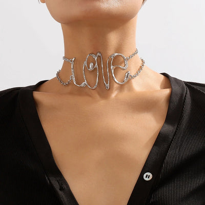 Exaggerated Chunky Metal Wire Torques Choker Necklace Women Collar Punk Gold Color Wide Smooth Chain Jewelry Bijoux Steampunk KENNRICK
