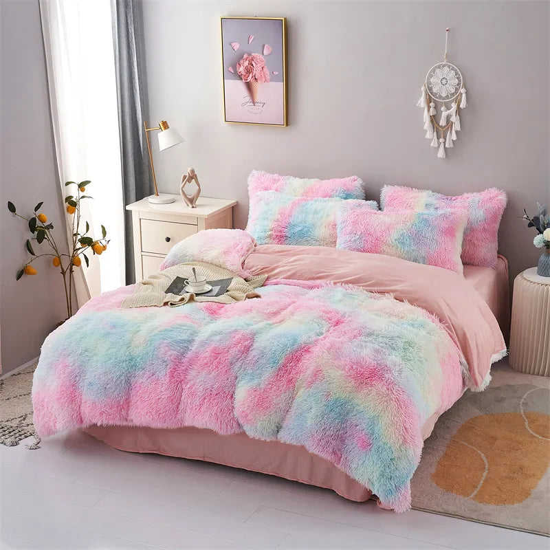 Plush Duvet Cover Pillowcase Warm And Cozy Bedding Three-Piece Set of Skin-friendly Fabric for Single And Double Beds KENNRICK