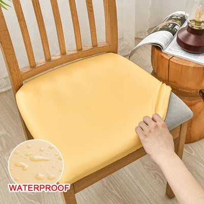 PU Leather Square Chair Cushion Cover Waterproof Kitchen Dining Seat Slipcovers Removable Dining Room Chair Seat Cushion Cover KENNRICK