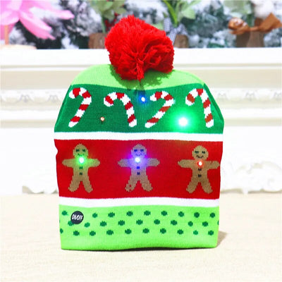 LED Christmas Knitted Hat Light Up Xmas Beanie Cap Unisex Winter Beanie Sweater Hat with Colorful LEDs for Christmas New Year KENNRICK