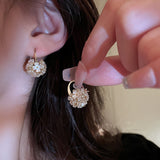 Romantic Flower Clusters Dangle Earring For Women Sweet Temperament Cz Flower Drop Earring 2022 New Fashion Elegant Girl Jewelry KENNRICK