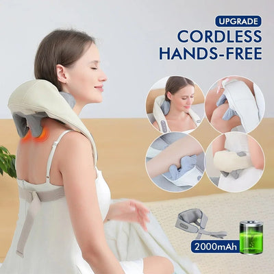 Electric Neck And Back Massager Wireless Neck And Shoulder Kneading Massage Pillow Cervical Back Muscle Relaxing Massage Shawl KENNRICK
