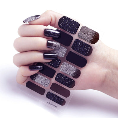 3D Black Nail Stickers Wholesale Supplise Full Cover Shiny Nail Art Stickers Self Adhesive Manicure Decor Stickers for Nails KENNRICK