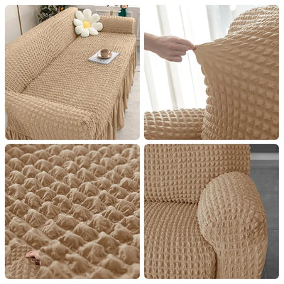 1/2/3/4 Seater Seersucker Sofa Covers Stretch Couch Cover Thick Corner Sofa Slipcover Protector For Home Elastic Armchair Cover KENNRICK