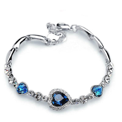 4Pcs/set Titanic Heart of Ocean Necklaces for Women Love Heart Blue Crystal Zircon Jewelry Sets Female Wedding Party Jewelry KENNRICK