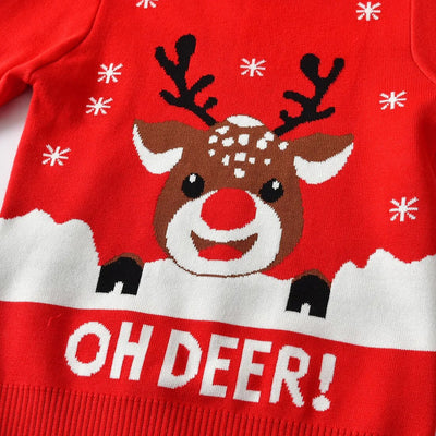 Christmas Kids Sweater New Casual Baby Warm Elk Printed Knitted Girls Sweater Boys Girls Cute Xmas Tree Pullovers Clothes KENNRICK