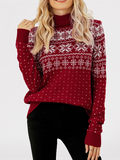 Women Snowflakes Christmas Sweater Knitted Jumpers Turtleneck Pullovers KENNRICK