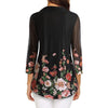 Women's 3/4 Sleeve Blouses Casual V Neck Dress Shirts Double Layers Floral Mesh Tunics Tops KENNRICK
