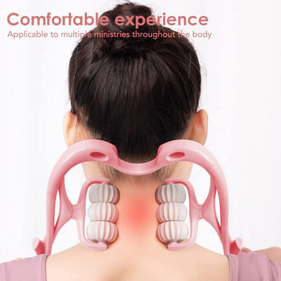 Handheld Neck Shoulder Massager 6-Roller Cervical Spine Massager for Neck Shoulder Massage Relaxation &amp; Relieve Muscle Soreness KENNRICK