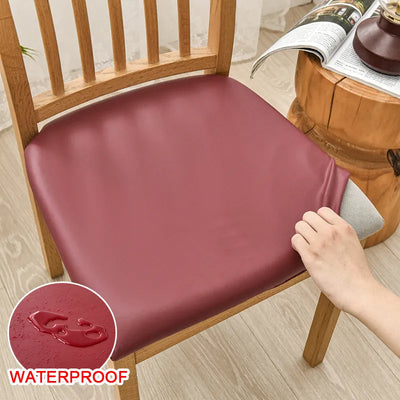 PU Leather Square Chair Cushion Cover Waterproof Kitchen Dining Seat Slipcovers Removable Dining Room Chair Seat Cushion Cover KENNRICK