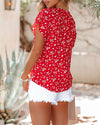 Shirt  European and American women's Clothing  2023 New Top Short Sleeved V-neck Chiffon Printed Women KENNRICK