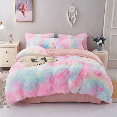 Plush Duvet Cover Pillowcase Warm And Cozy Bedding Three-Piece Set of Skin-friendly Fabric for Single And Double Beds KENNRICK