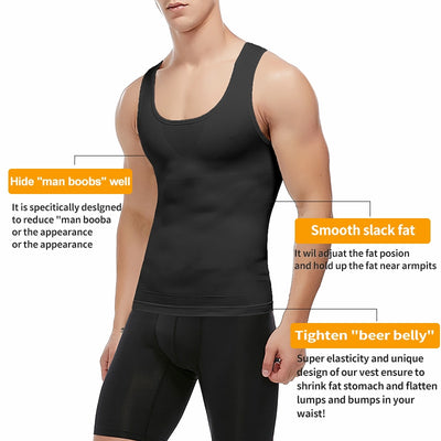 Mens Slimming Body Shaper Shapewear Abs Abdomen Compression Shirt to Hide Gynecomastia Moobs Workout Tank Tops Undershirts KENNRICK