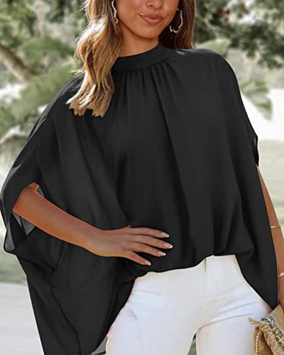 Boho Women&#39;s Blouse Elegant Short Sleeve Loose Fashion O-neck White Femme Top Casual Chiffon Blouses For Women 2023 New Summer KENNRICK