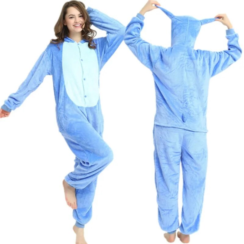Animal Onesies Kigurumi Unicorn Pajamas Set Women Winter Overall Flannel Cartoon Cosplay Sleepwear Jumpsuit Men Homewear Pijama KENNRICK