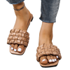 Weaving Square Toe Flat Sandals Soft Slippers KENNRICK
