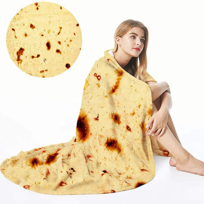 Fun Realistic Chinese Cabbage Tortilla Burrito Pizza Blanket Donut Fried Egg Watermelon Throw Blanket Giant Food Pattern Flannel KENNRICK