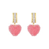 2022 New Arrival Trendy Lovely Pink Heart Dangle Earrings For Women Fashion Cute Sweet Crystal Jewelry Girl Gifts KENNRICK