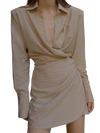Elegant Women Padded Shoulder Shirt Dresses HESAXY