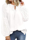 Women Blouses And Tops 2023 Trendy V Neck Casual Loose Pullover Oversize Hollow-out Lace Long Sleeve Elegant Office Lady Shirt KENNRICK