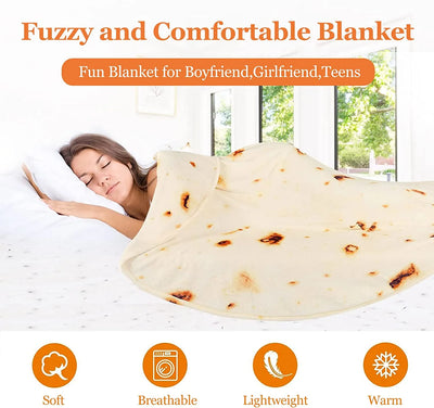 Super Soft Warm Flannel Burrito Blankets 280Gsm 180CM Round Shape Airplane Travel Throw Coral Fleece Tortilla Nap Wrap Blankets KENNRICK