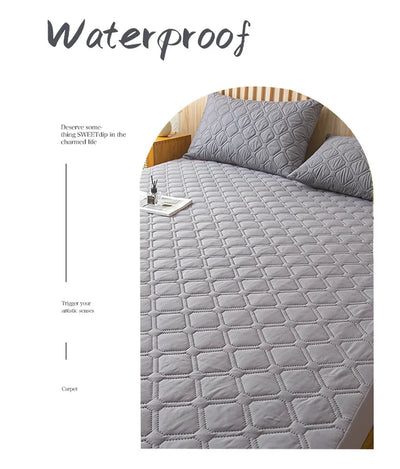 Waterproof Throw Mattress Cover Bed Fitted Sheet Mattress Protector Single/Double/140/160 Muti Size  Gray/White KENNRICK