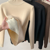 Fleece Thick  Fleece Knitted Bottoming Shirt Thicken Plus Velvet Tops Sweater KENNRICK