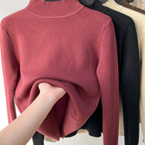 Fleece Thick  Fleece Knitted Bottoming Shirt Thicken Plus Velvet Tops Sweater KENNRICK