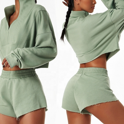 Women Sports Wear Crop Top Hoodies Comfortable Cotton Polyester Material Fitness Yoga Wear Hoodies KENNRICK