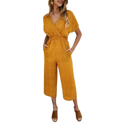Women Jumpsuits Rompers Casual Print V-neck KENNRICK