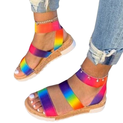 Women Flat Slippers Fashion Rainbow Open Toe Sandals KENNRICK