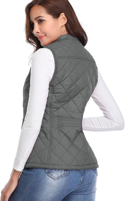 Short Vest Women Zipper Pockets Stand Collar Spring New Sleeveless Cotton Coat Warmth Waistcoat KENNRICK