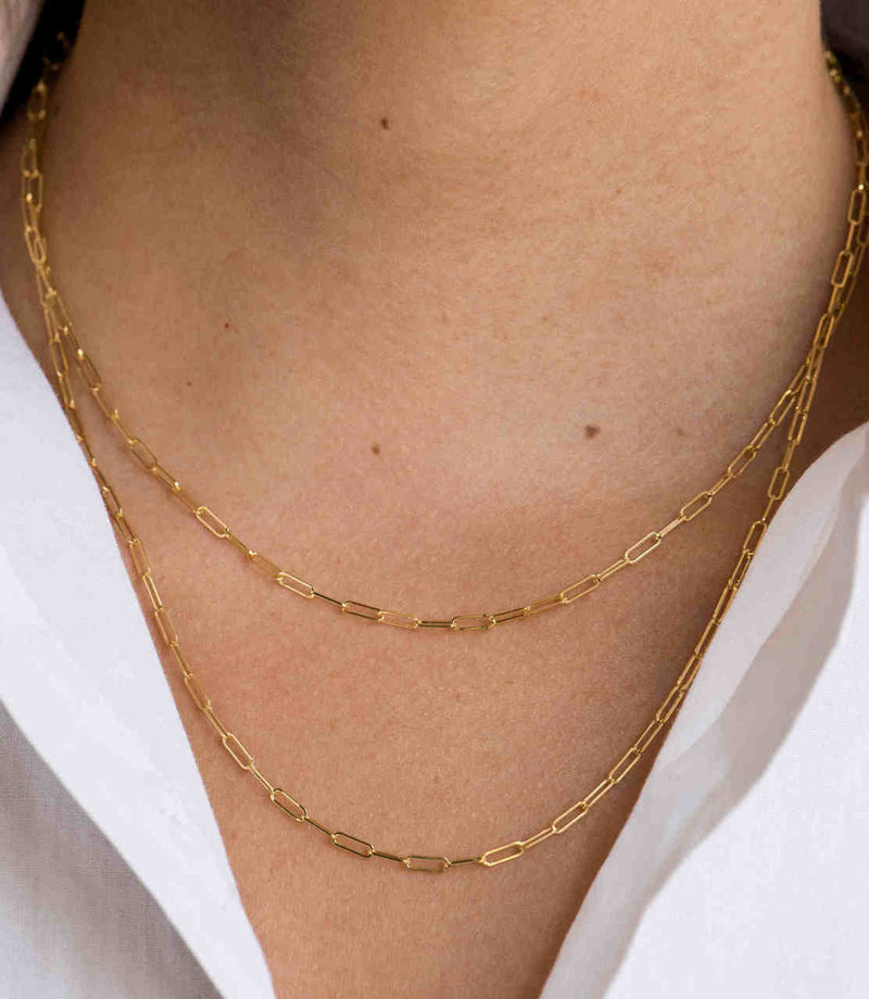 925 Sterling Silver Gold Plated Paperclip Link Necklace Chain