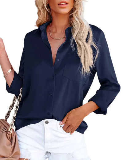 Copy of Floral Stand Collar Long Sleeve Office Lady Shirts Tops Casual Blouses KENNRICK
