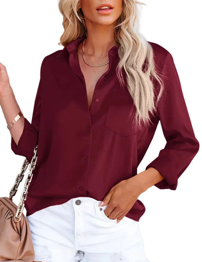 Copy of Floral Stand Collar Long Sleeve Office Lady Shirts Tops Casual Blouses KENNRICK