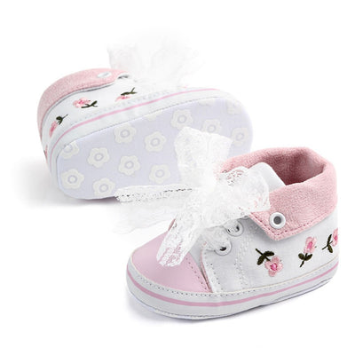 Baby Girl White Lace Floral Embroidered Shoes KENNRICK