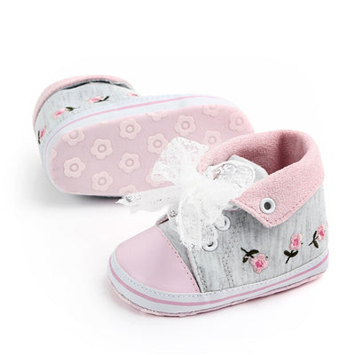 Baby Girl White Lace Floral Embroidered Shoes KENNRICK