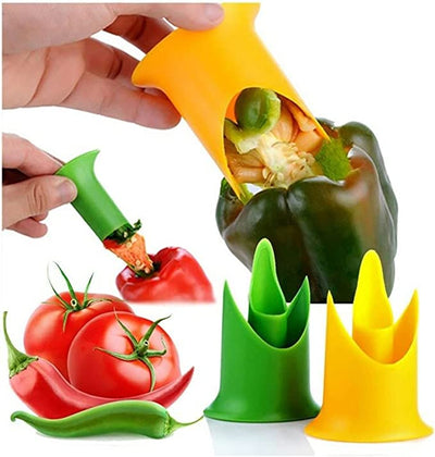 2Pcs/set Pepper Chili Corer Seed Remover Green Pepper Tomato Coring Device Slicer Fruit Peeler Vegetable Kitchen Utensil KENNRICK