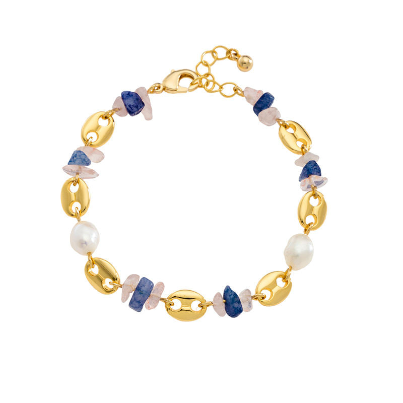 Gold Plated Bead Chakras Bracelet Pearl Bracelets