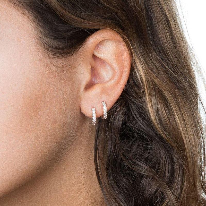 gold cubic zirconia huggie hoop earrings