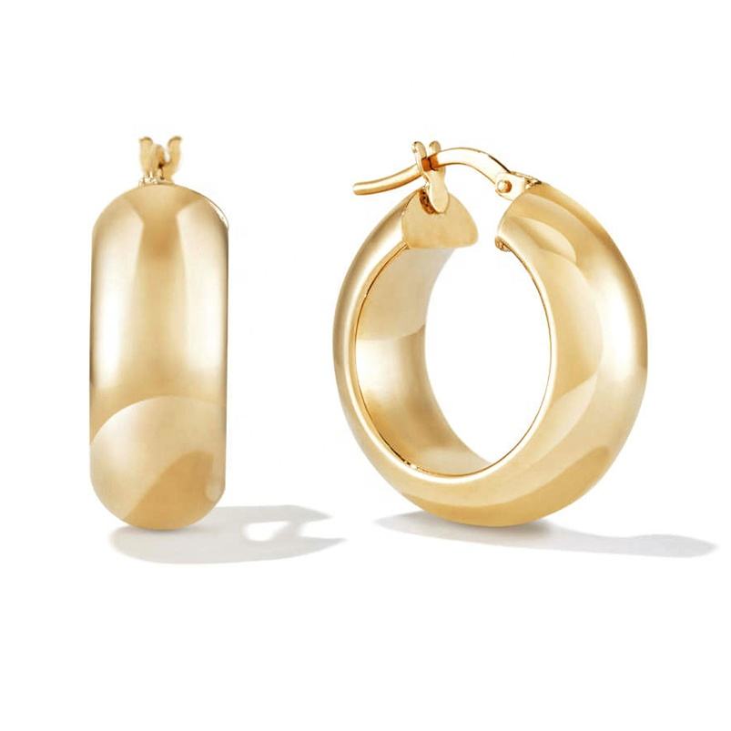 Brass gold chunky hoops huggie earrings