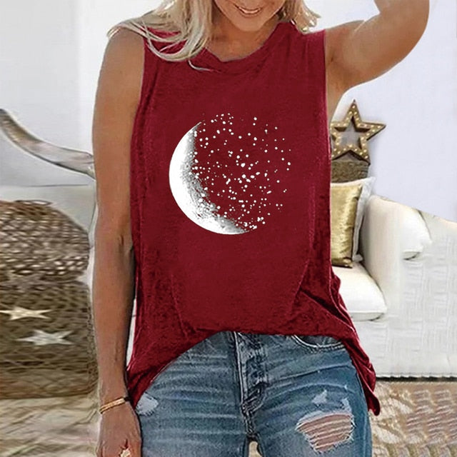 Moon Funny Sleeveless Vintage T-shirt KENNRICK