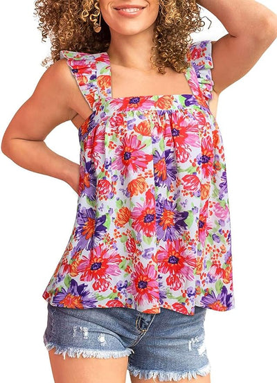 Copy of Copy of Flower Ruffle Loose Casual Tops Blouse Shirt KENNRICK