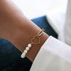 2021 Fashion Heart Chain Bracelet Women Temperament Imitation Pearl Stainless Steel Chain Bracelet For Women Jewelry Gift HESAXY