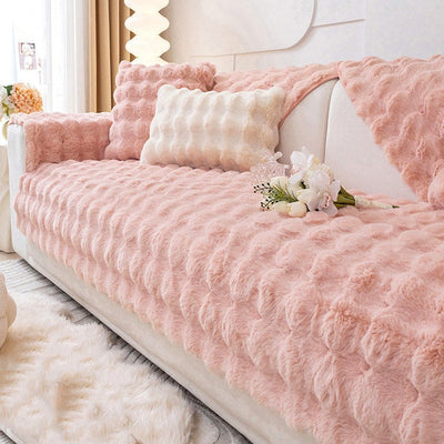 2023 New Thicken Rabbit Plush Sofa Slipcover Universal Non-slip Soft Sofa Towel Couch Cushion for Living Room Modern Home Decor HESAXY